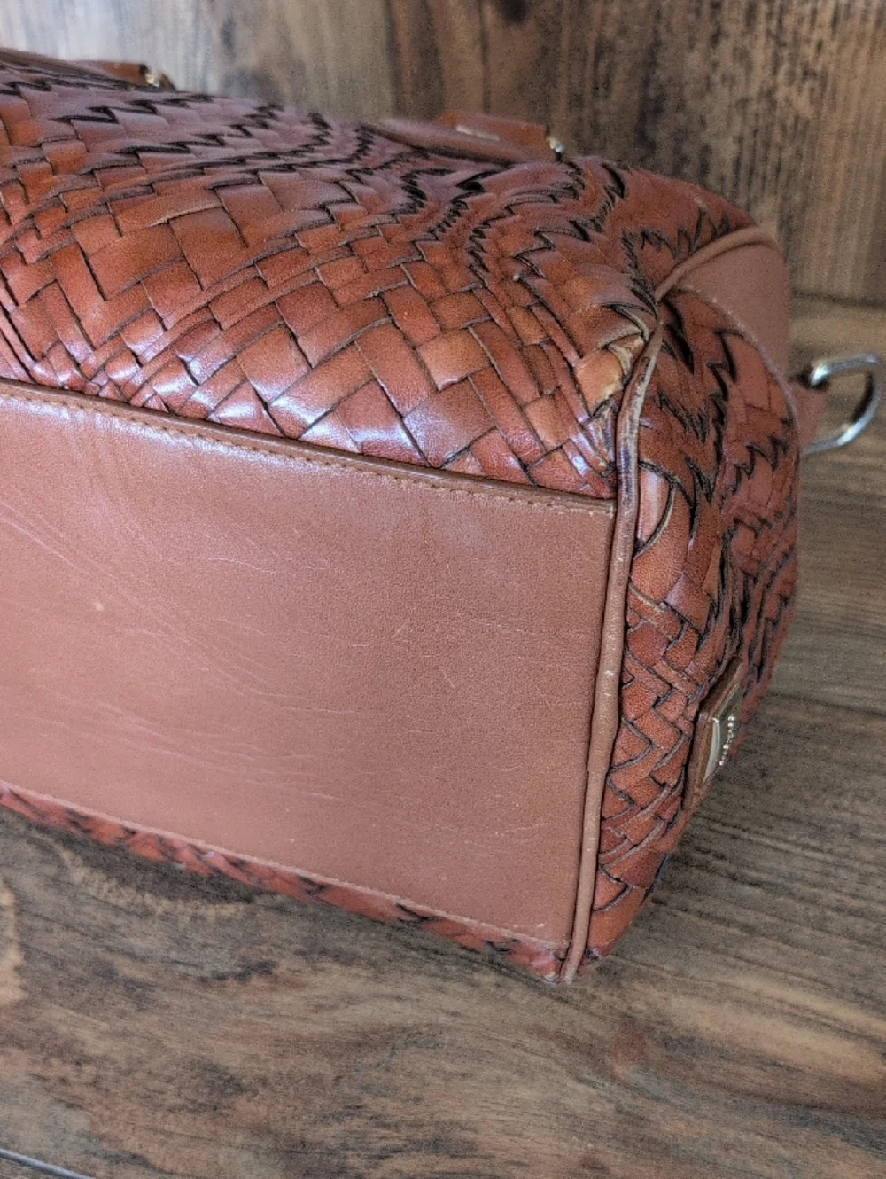 Cole Haan Woven Leather Satchel Boston Handbag           M354